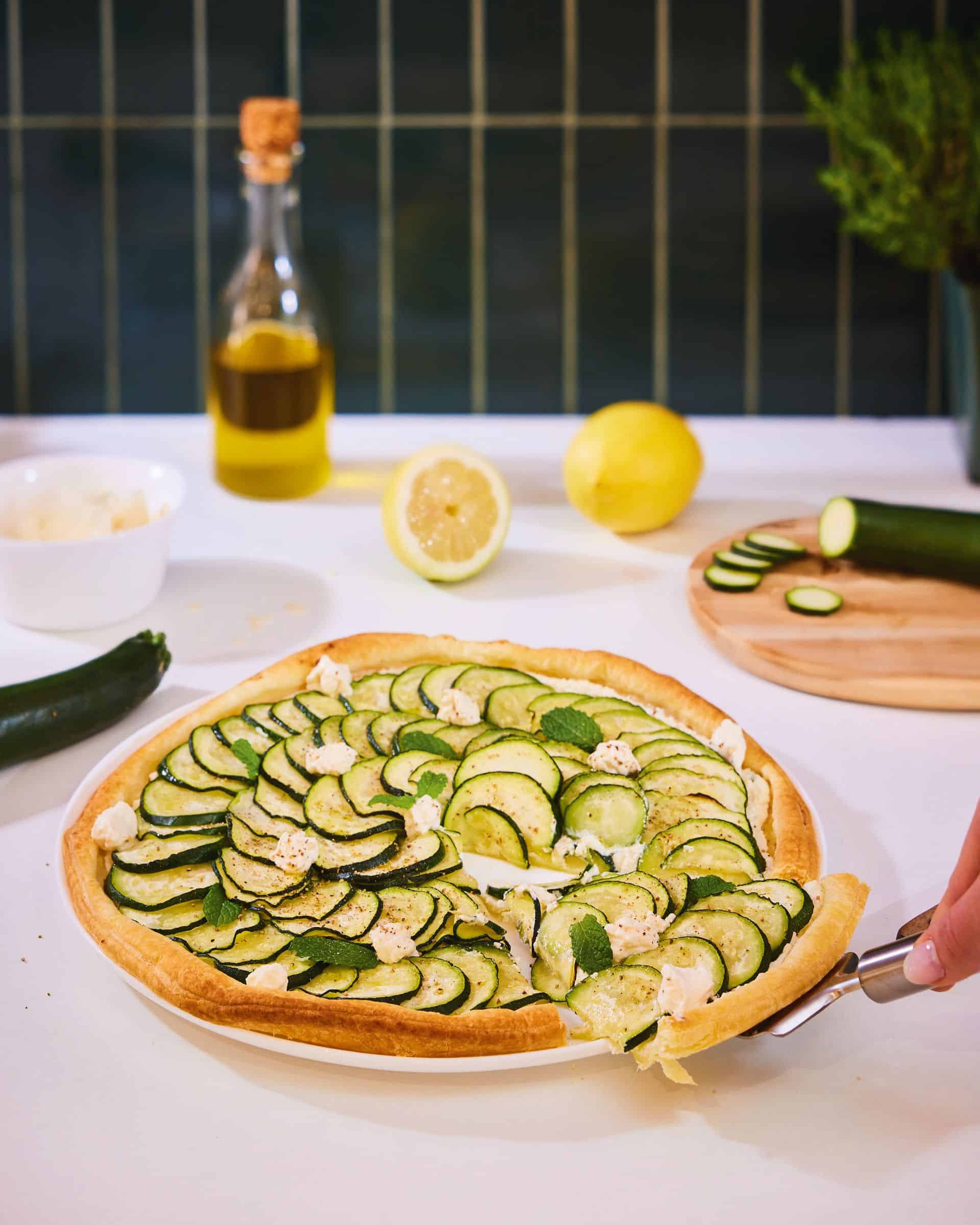 Recette de tarte aux courgettes avec un plat smart cuisine